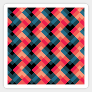 'Zagga - in Red, Orange, Salmon Pink, Gunmetal & Teal Blues on a Black base' Sticker